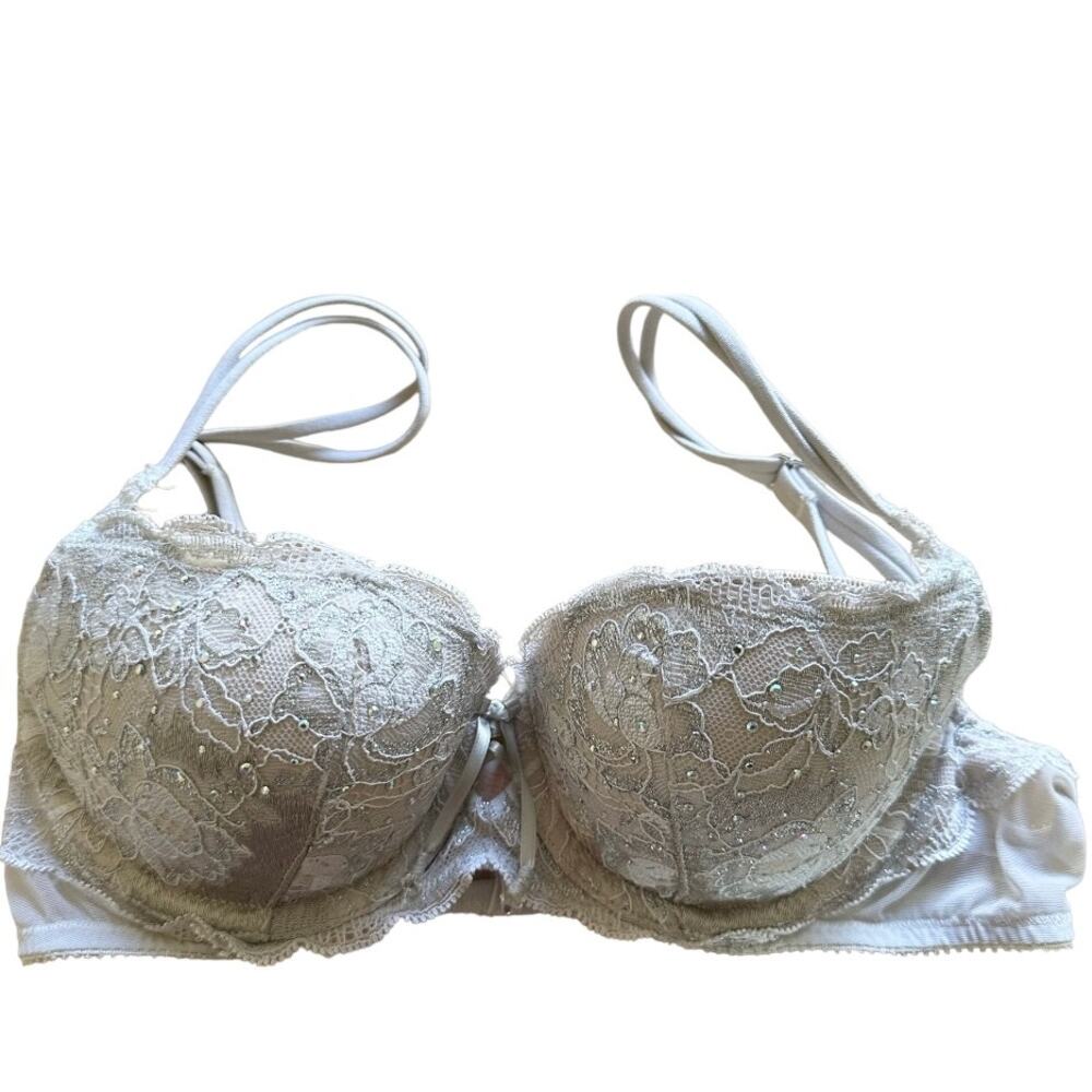 Victoria's Secret Very Sexy Balconette Bra Lace Adjustable Underwired White 32A